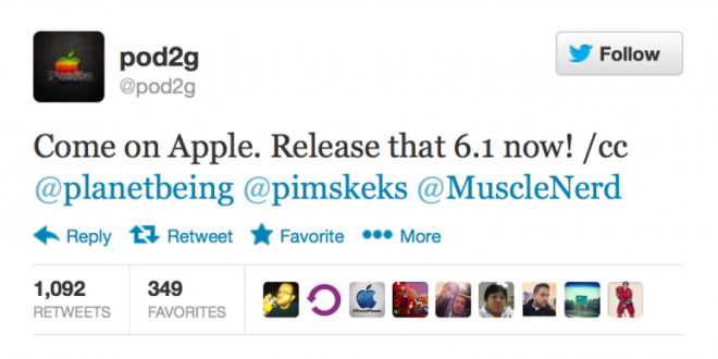 Pod2g demande à Apple la publication de l’iOS 6.1