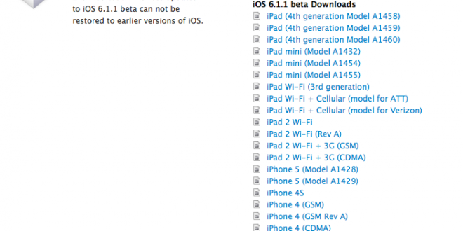 iOS 6.1.1 disponible pour les developpeurs