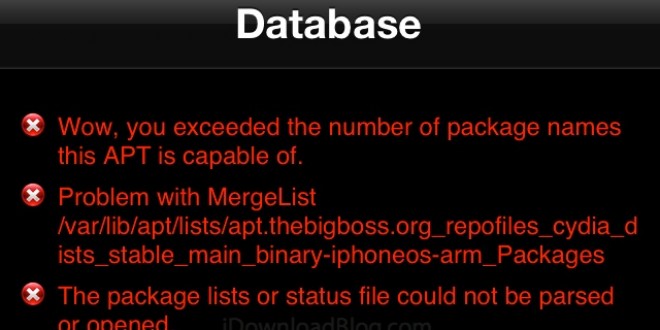 Cydia : Comment fixer l’erreur « Wow, you exceeded the number of package names this APT is capable of. »