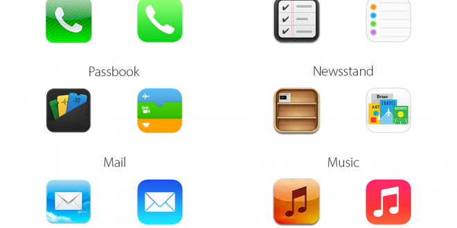 Comparaison des icônes iOS 6 et iOS 7
