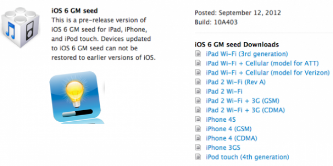 iOS 6 GM est disponible